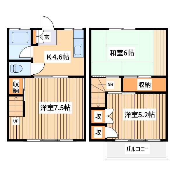 トレス流山2(3K/1階)の間取り写真