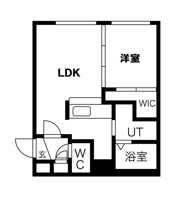 テラン厚別(1LDK/1階)の間取り写真
