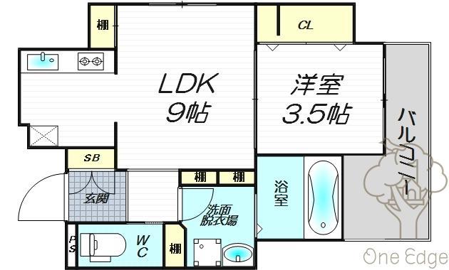 ウィステリア大阪天満宮(1LDK/2階)の間取り写真
