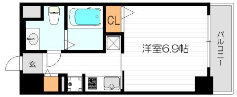 エイペックス北梅田(1K/7階)の間取り写真
