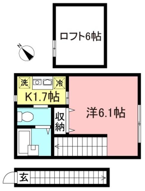 プラス経堂(1K/2階)の間取り写真