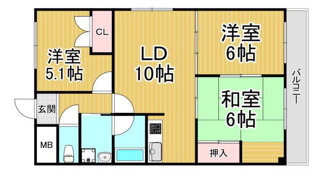 エルブリッジⅠ(3LDK/2階)の間取り写真