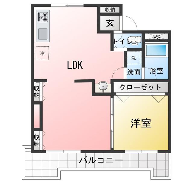 メゾンブレス(1LDK/4階)の間取り写真