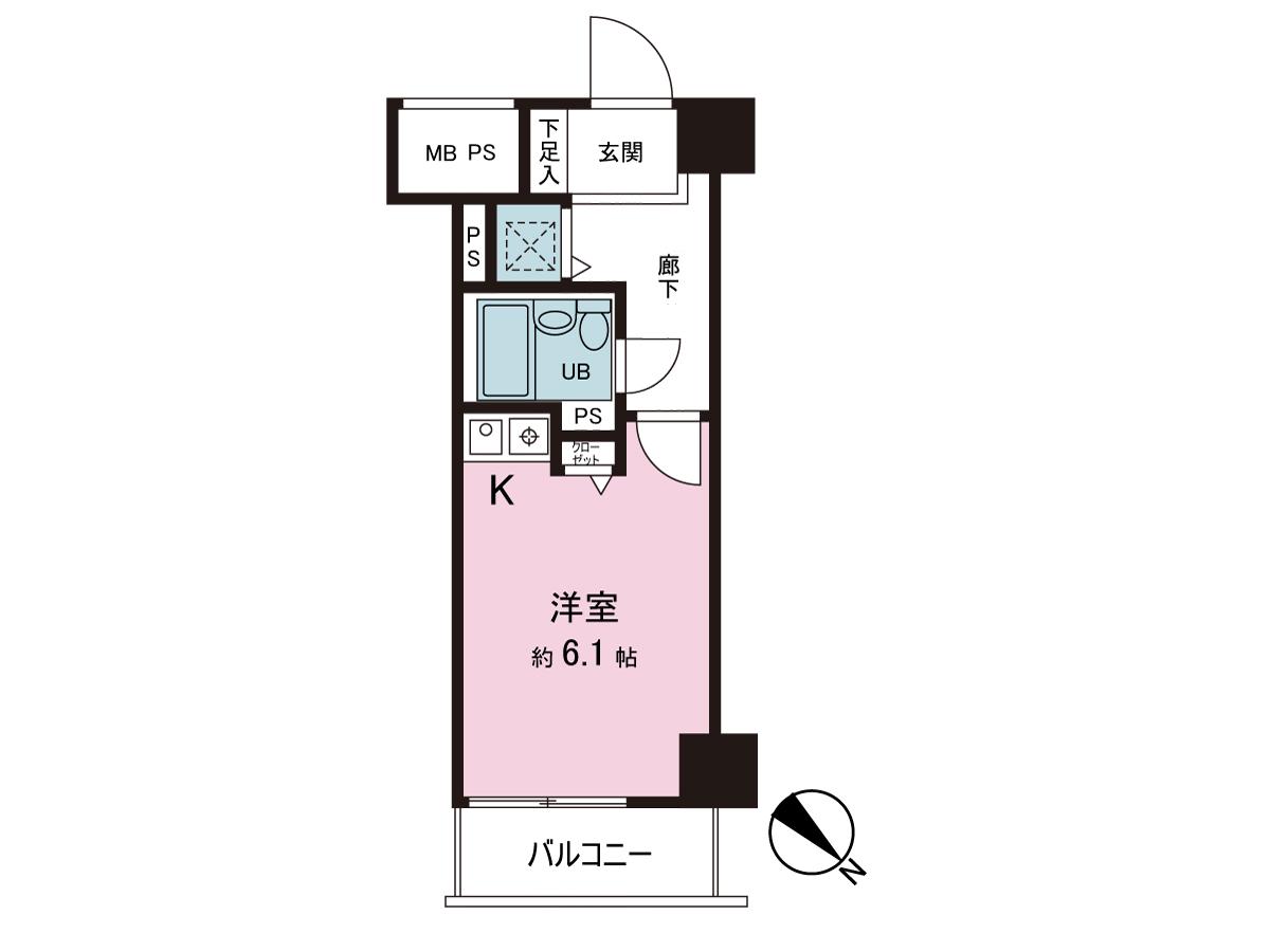 東建シティハイツ上野(ワンルーム/5階)の間取り写真