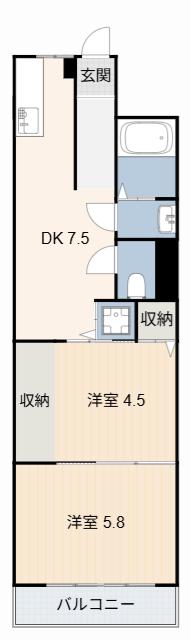 ハイデンス伊代(2DK/2階)の間取り写真
