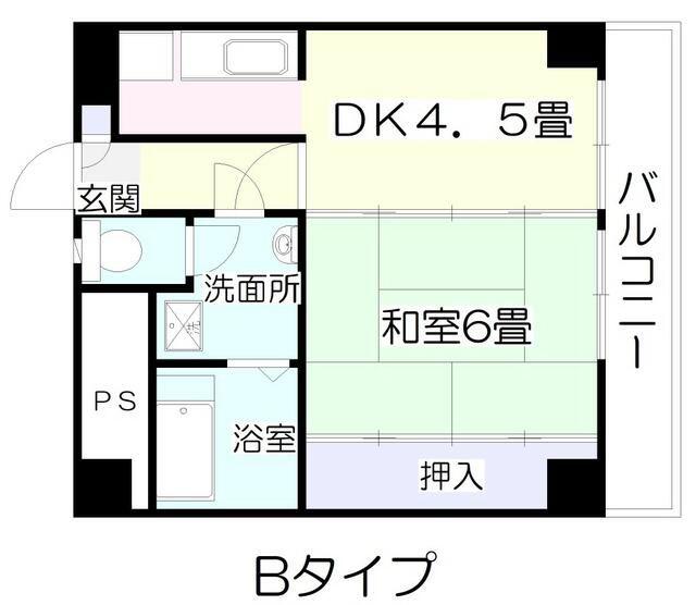 グランドール大和町(1DK/7階)の間取り写真