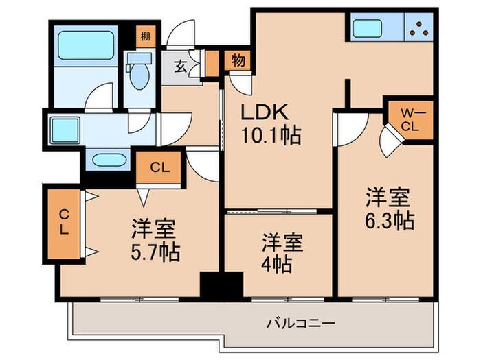メイツときわ台(3LDK/3階)の間取り写真