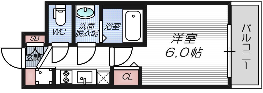 グランカリテ北梅田(1K/8階)の間取り写真