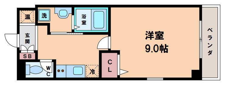 ラポール帝塚山(1K/2階)の間取り写真