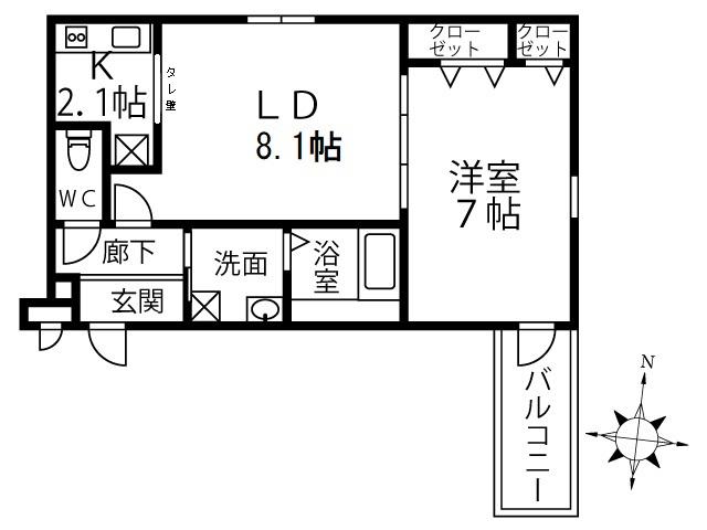 イノベーション鳳(1LDK/1階)の間取り写真