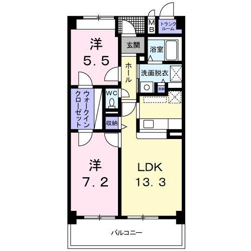 フィールド・アライズII(2LDK/4階)の間取り写真