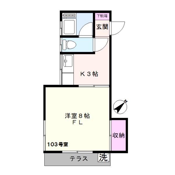 グリーンハイツ(1K/1階)の間取り写真