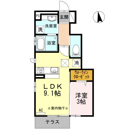 JR信越本線 篠ノ井駅 徒歩20分 3階建 築11年(1LDK/1階)の間取り写真