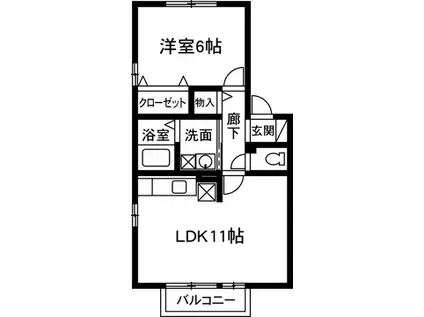 プランタンデュオA(1LDK/1階)の間取り写真