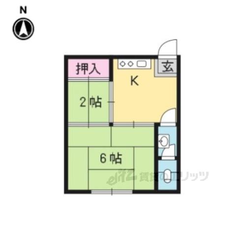 山鳩アパート(2K/2階)の間取り写真