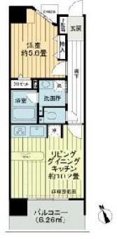 ライオンズシティ御茶ノ水(1LDK/8階)の間取り写真