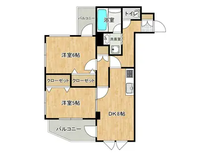 ファミール野川(2DK/4階)の間取り写真
