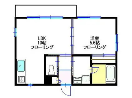 RAFFLES OKUSAWAラッフルズ奥沢(1LDK/2階)の間取り写真