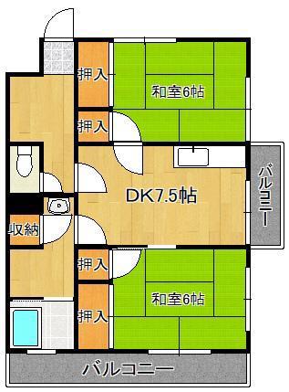 酒井愛宕ビル(2DK/3階)の間取り写真