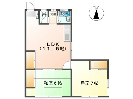 マンションPINE TREE(2LDK/1階)の間取り写真