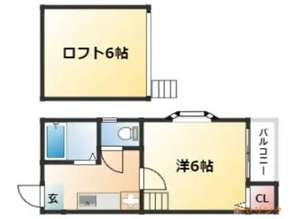 エンルート栄生(1K/2階)の間取り写真