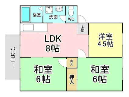 ウィンディアちぐさ(3LDK/2階)の間取り写真