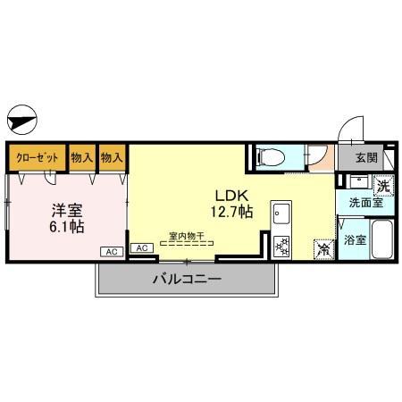 GRACIA I(1LDK/1階)の間取り写真