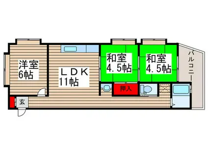 第3稲荷台ハイツ(3LDK/2階)の間取り写真