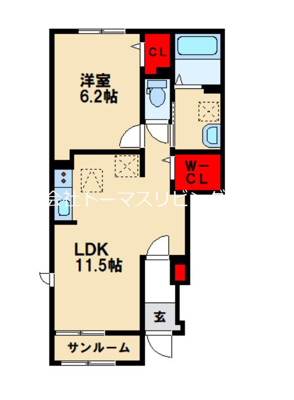 アトレ真木 I(1LDK/1階)の間取り写真