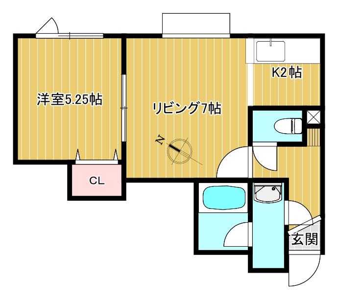 イースト・サンシャイン25(1LDK/2階)の間取り写真
