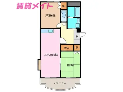 パレンティーア(2LDK/3階)の間取り写真