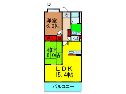 ベレーザ香里園(2LDK/2階)の間取り写真