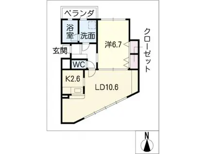 PLEASANT(1LDK/4階)の間取り写真