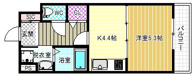 アベニュー岡(1K/5階)の間取り写真