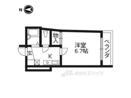パープルゲート(1K/1階)の間取り写真