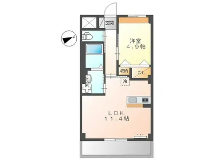 カーサ・コンフォルト(1LDK/2階)の間取り写真