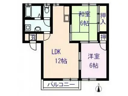 ソルコラード操明A(2LDK/2階)の間取り写真