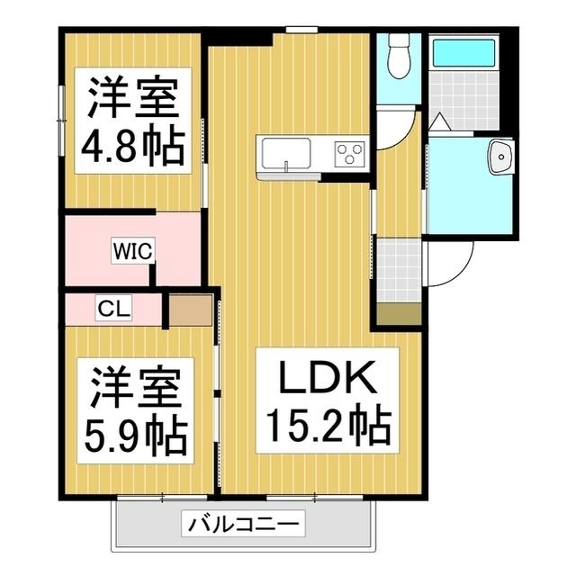バリュージュひろまえ A棟(2LDK/1階)の間取り写真