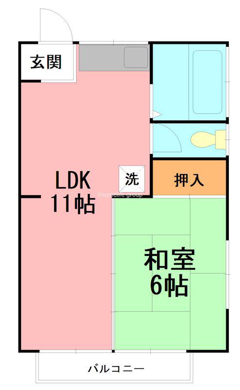 ブラウニー西湘(1LDK/1階)の間取り写真