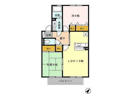 オリエントクレスト(2LDK/2階)の間取り写真