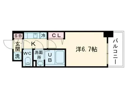 ALIVIS福島海老江(1K/7階)の間取り写真