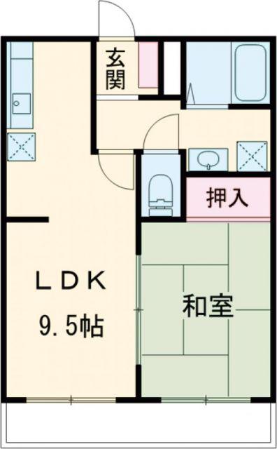 パナハイツ深津C(1LDK/2階)の間取り写真