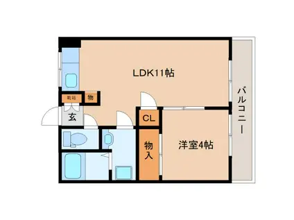 第1大和川ハイツ(1LDK/2階)の間取り写真