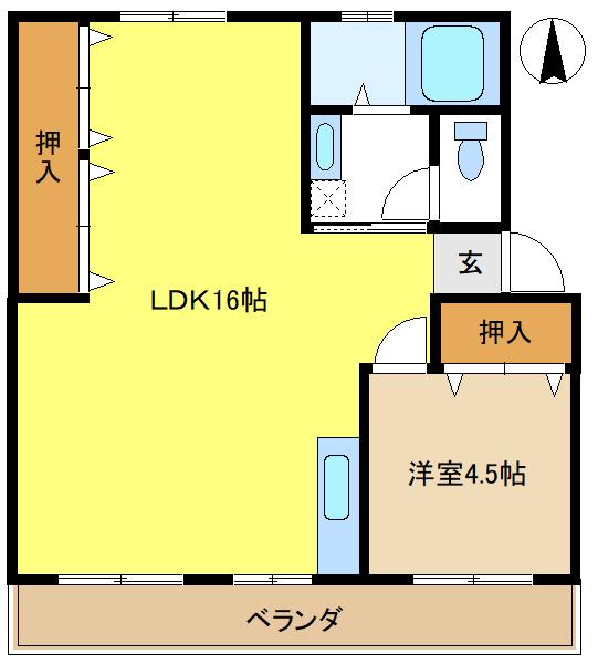 マンションはる(1LDK/3階)の間取り写真