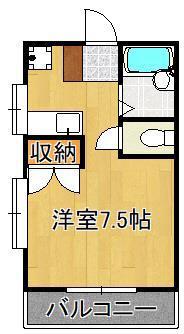 ハイネス枝光A(1K/1階)の間取り写真