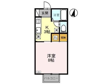 クリア上越(1K/2階)の間取り写真
