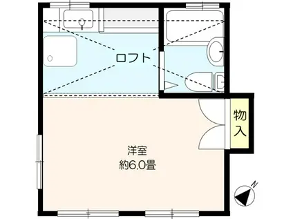 加曾利ハイリビング(ワンルーム/2階)の間取り写真