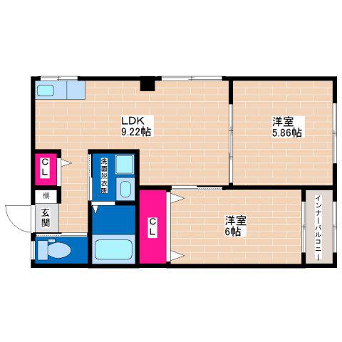 オーナーズマンション南巽(2LDK/2階)の間取り写真