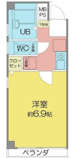 地下鉄東山線 池下駅 徒歩2分 4階建 築20年(1K/2階)の間取り写真