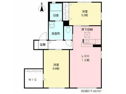 グランシャリオ三重 A(2LDK/1階)の間取り写真